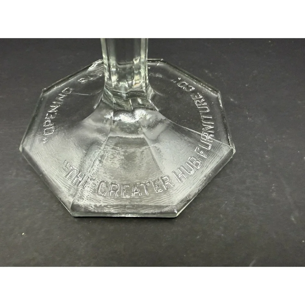 Vintage Greater Hub Furniture Co Opening Souvenir Glass Compote Bowl